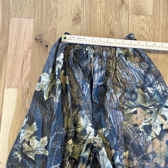 Bass Pro Vinyl Camo Hunting Pants XL Elastic Waist Mossy Oak Break Up - Picture 2 of 4